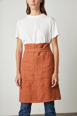 Linen Apron Cedar Front Folded
