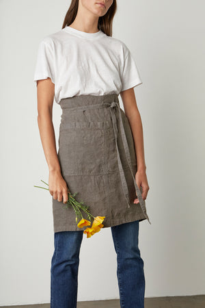 LInen Apron Stone Front Folded