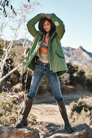 Nicki Jacket Evergreen Raven Sweater Front