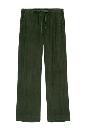 A women's green linen PICO PANT by Velvet by Jenny Graham.