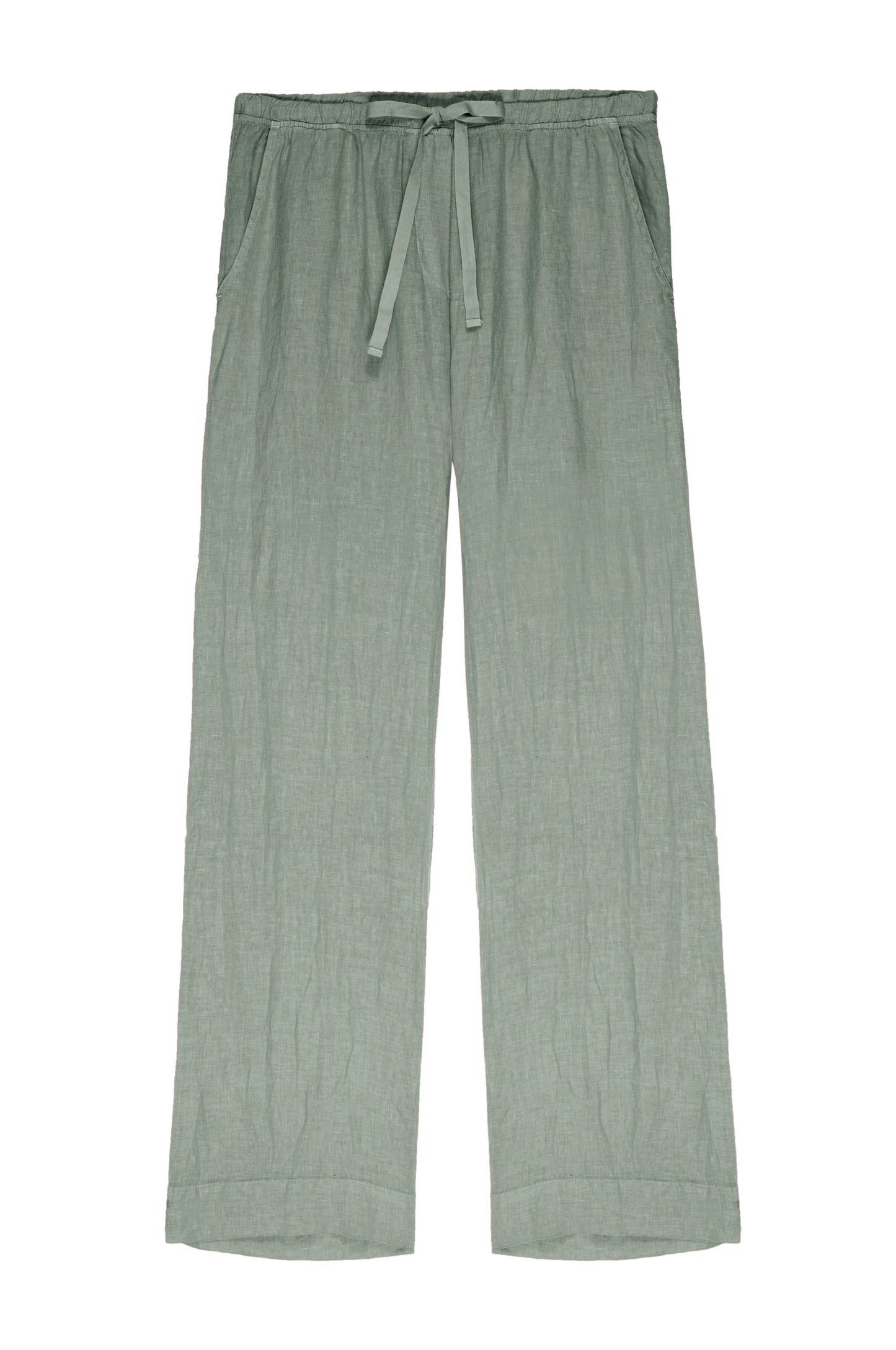 a women's Velvet by Jenny Graham green linen PICO pant with a drawstring.-26293120663745