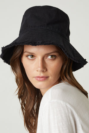 Fringed Bucket Hat Black Detail