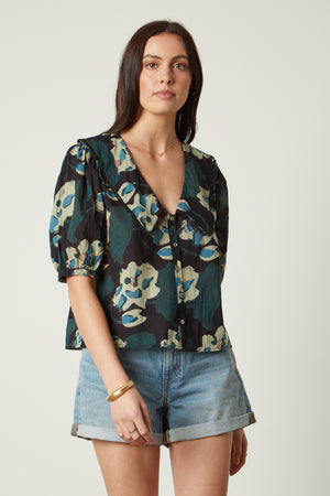 PRESLY PRINTED COTTON LACE TOP