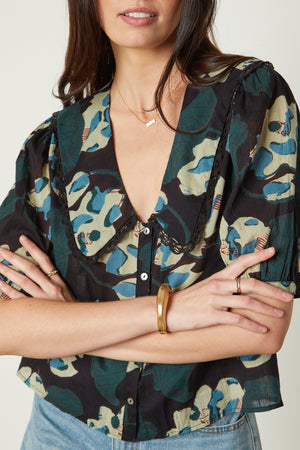 PRESLY PRINTED COTTON LACE TOP