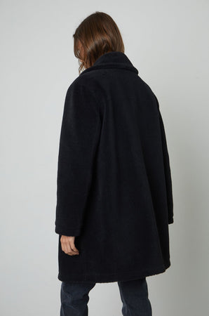 Christine Faux Sherpa Coat in Black Back