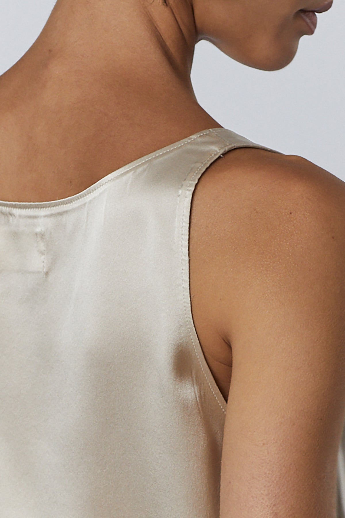 Nolita Tank Top in oyster close up back shoulder-26007163863233