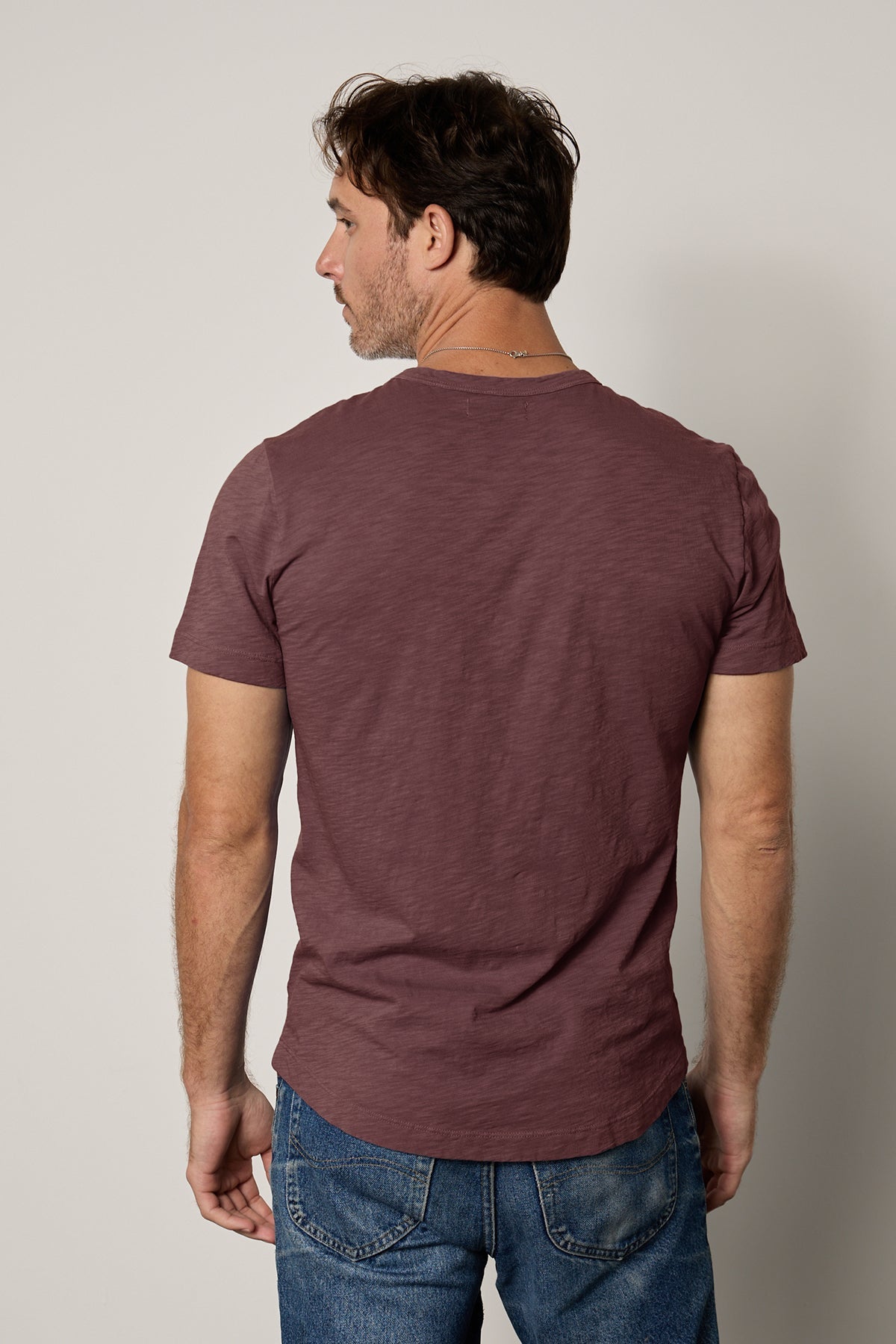 Amaro Crew Neck Slub Tee in barrel back