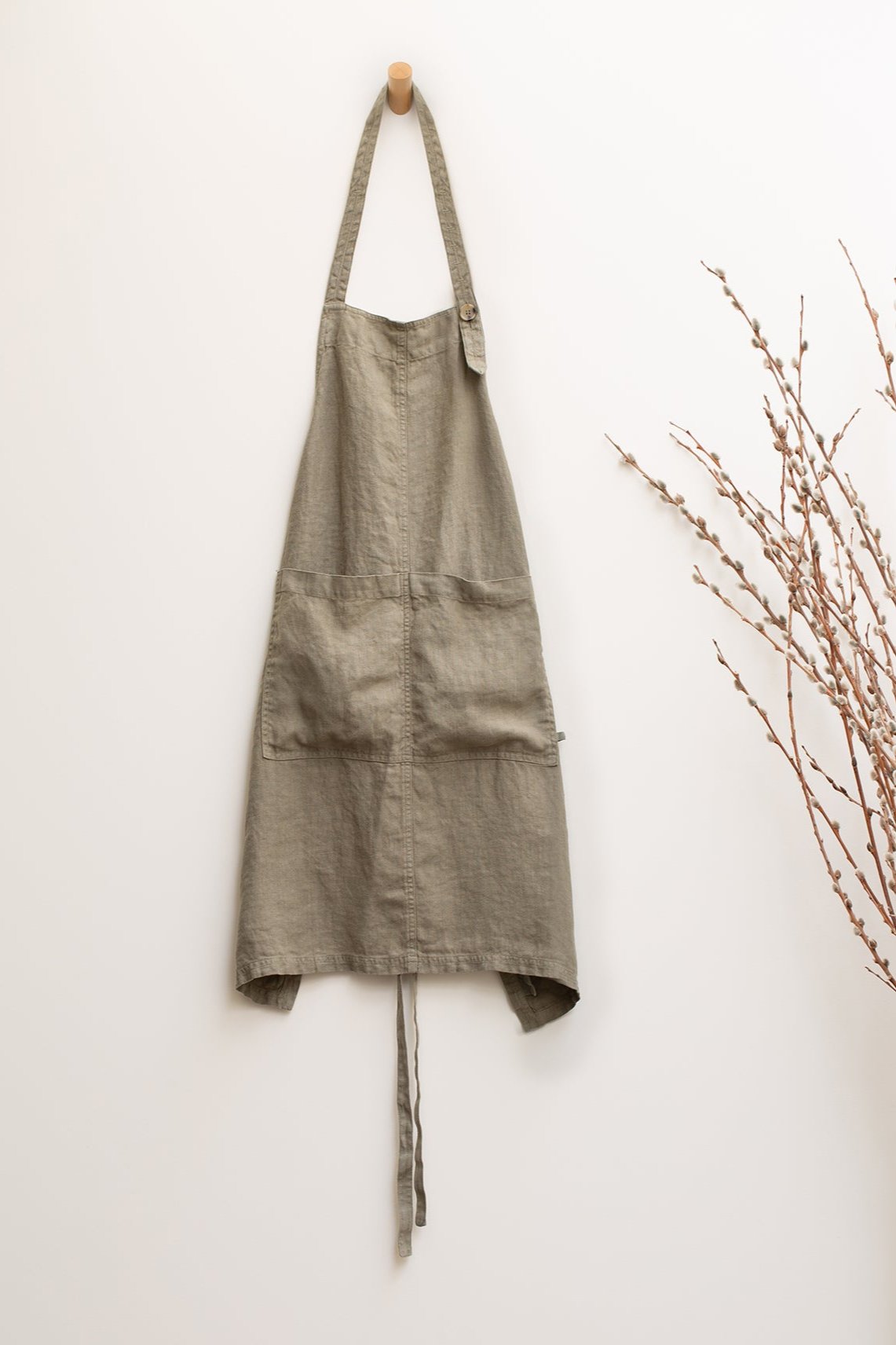 Linen Apron Olive-14899226247361