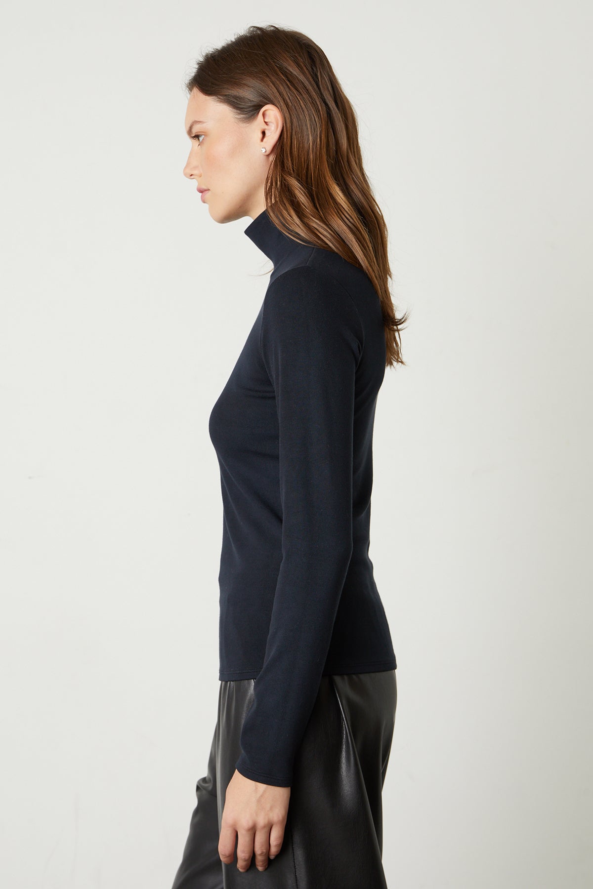 Kaylie Mock Neck Top in jet black side