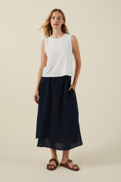 VIRGINIA WOVEN LINEN A-LINE MIDI SKIRT – Velvet by Graham & Spencer