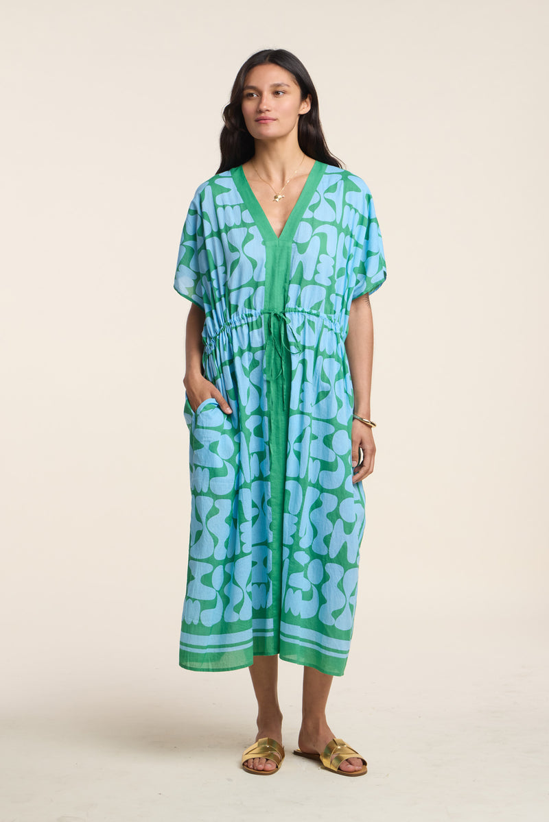 mira green velvet floral embroidered kaftan dress NWT World Market Mira Laurel Green Satin Floral Embroidered Kaftan Dress  Size XS