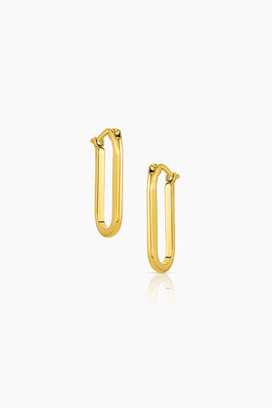 A pair of NADINE ELONGATED HOOPS BY THATCH on a white background.