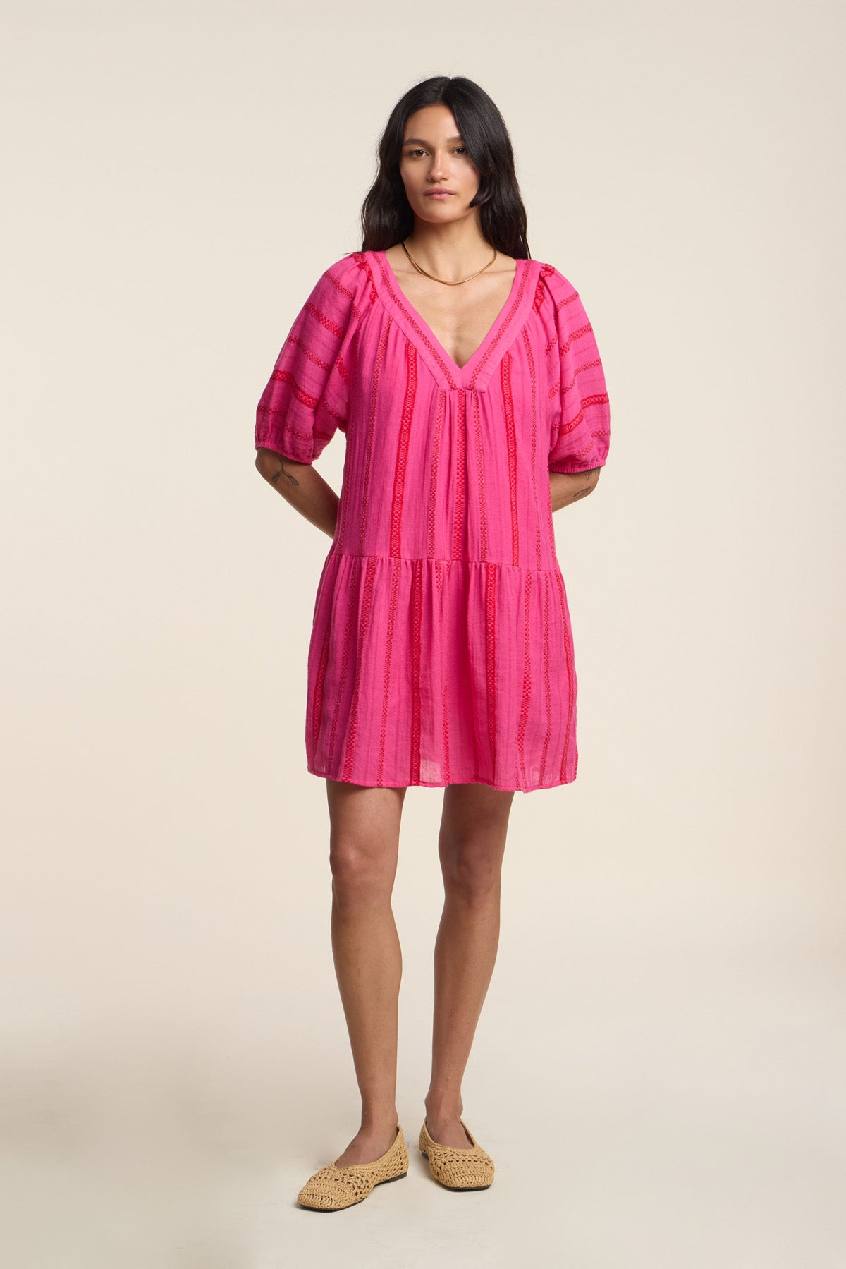 Velvet by Graham & Spencer Women's Selita PUFF Sleeve Dress - Pink - Size XS