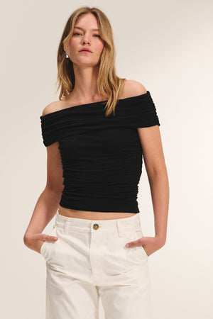ALEXANDRA GAUZY WHISPER OFF THE SHOULDER TEE – Velvet by Graham