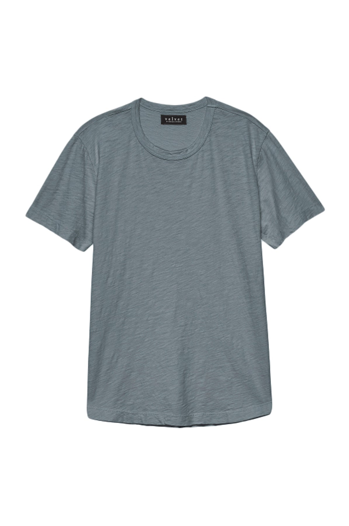 The AMARO TEE by Velvet by Graham & Spencer is a light gray short-sleeve crewneck t-shirt designed for easy layering, shown flat on a white background.-39489493926081