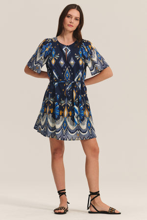 MAGGIE AZTEC PRINTED COTTON SHORT SLEEVE TIERED DRESS Velvet by Graham & Spencer MAGGIE AZTEC PRINTED COTTON SHORT SLEEVE TIERED DRESS Velvet by Graham & Spencer