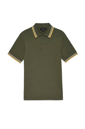 A GREGAN LINEN BLEND POLO shirt from Velvet by Graham & Spencer with yellow trim.