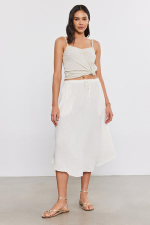 Beige velvet skirt best sale