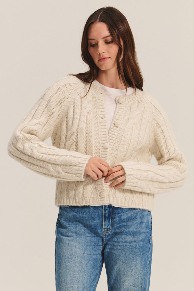 ALLISON ALPACA CABLE KNIT BUTTON FRONT CARDIGAN – Velvet by Graham