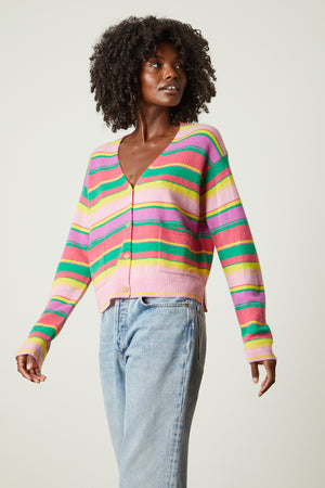 Colorful on sale striped cardigan