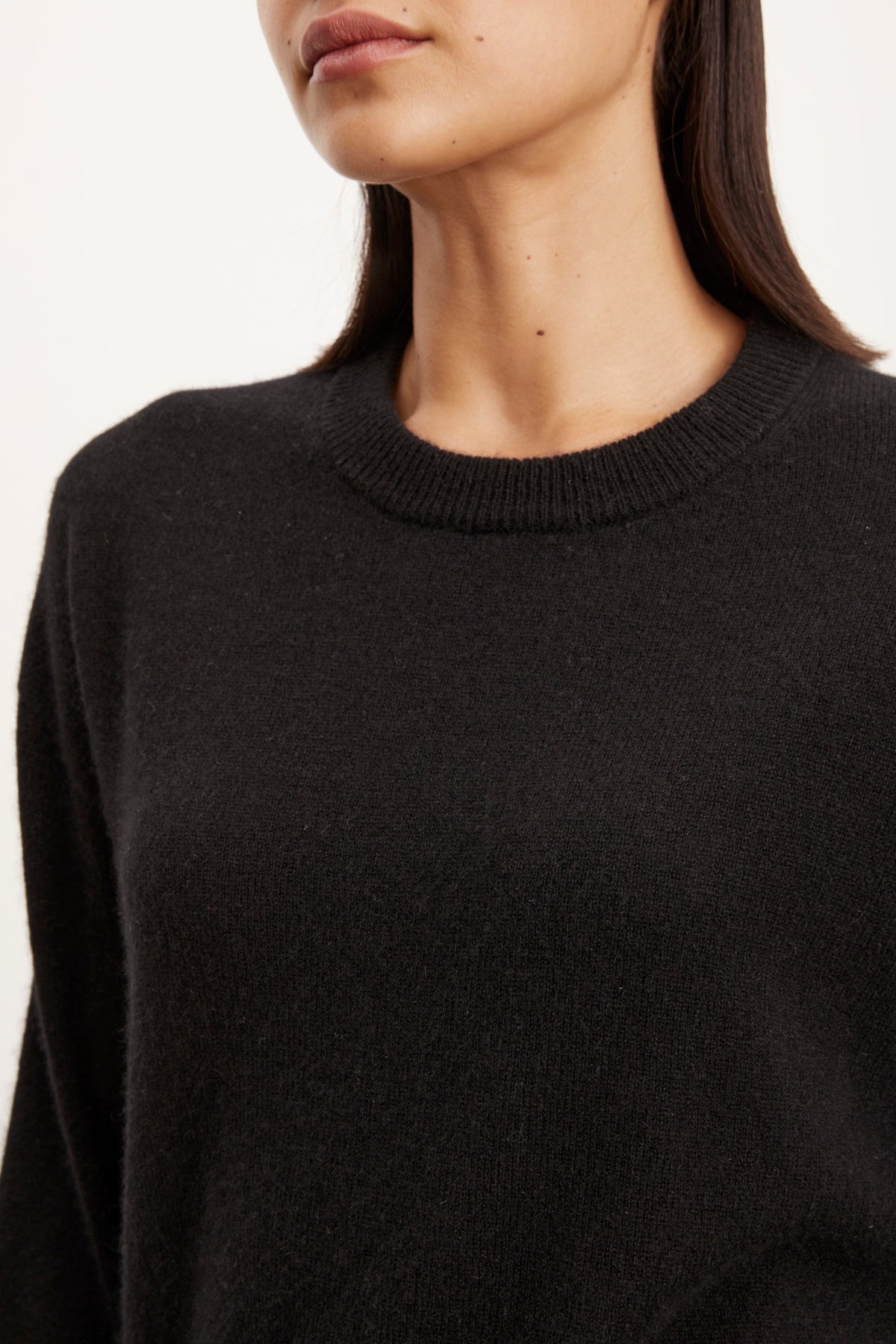 The BRYNNE cashmere crew neck sweater in black by Velvet by Graham & Spencer.-26883604283585