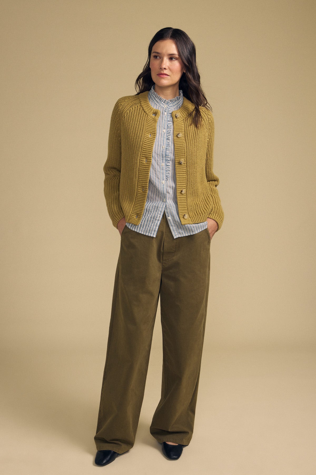LISABETH CHUNKY PIMA COTTON BUTTON FRONT CARDIGAN – Velvet by