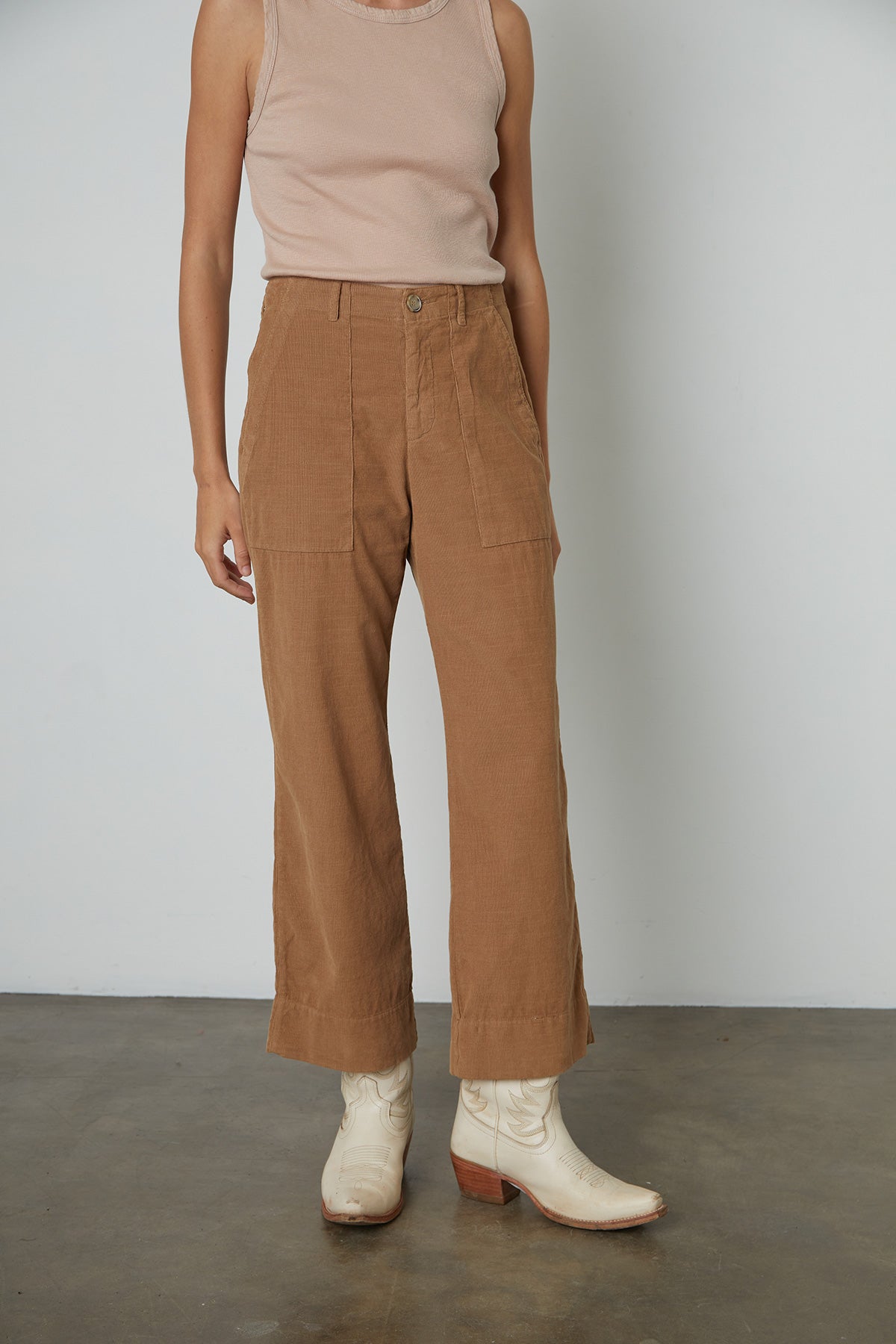 Vera Corduroy Wide Leg Pant in canyon front-26654355652801