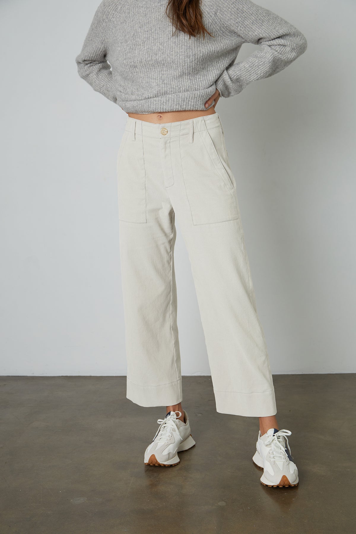 Vera Pants in Ecru Front-26654356013249