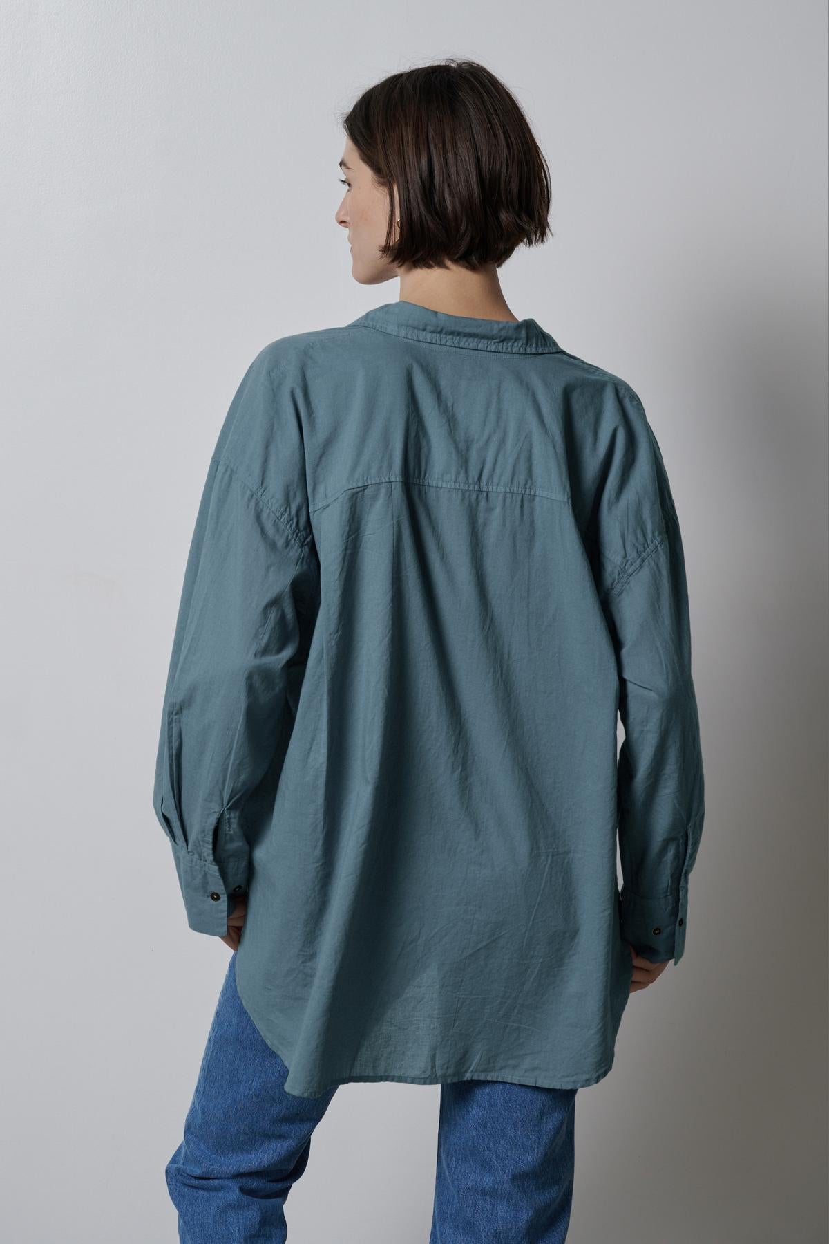 An oversized borrowed-from-the-boys Redondo Button-Up Shirt silhouette by Velvet by Jenny Graham.-35783065960641