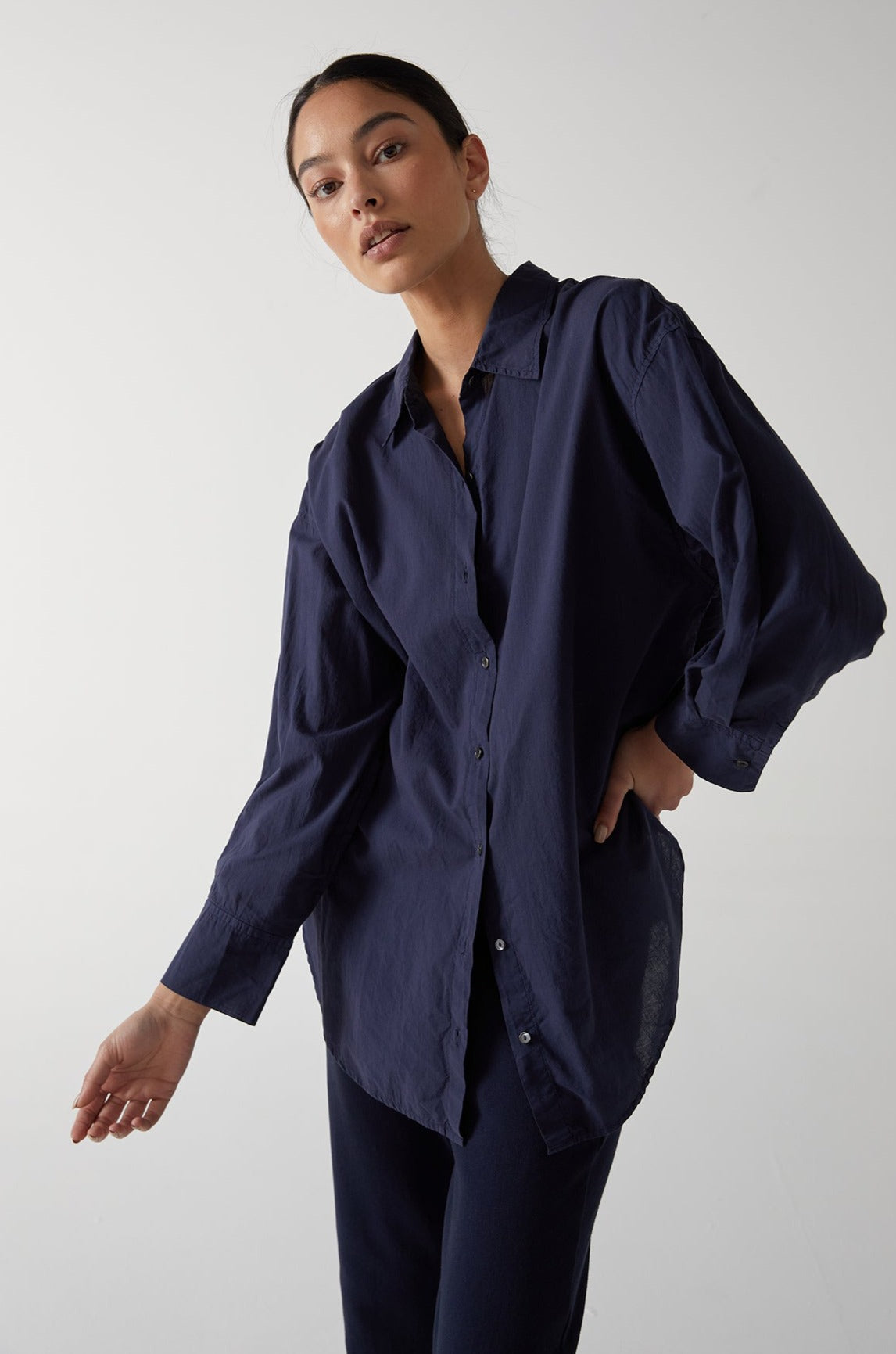  Redondo Button-Up Shirt in navy front 