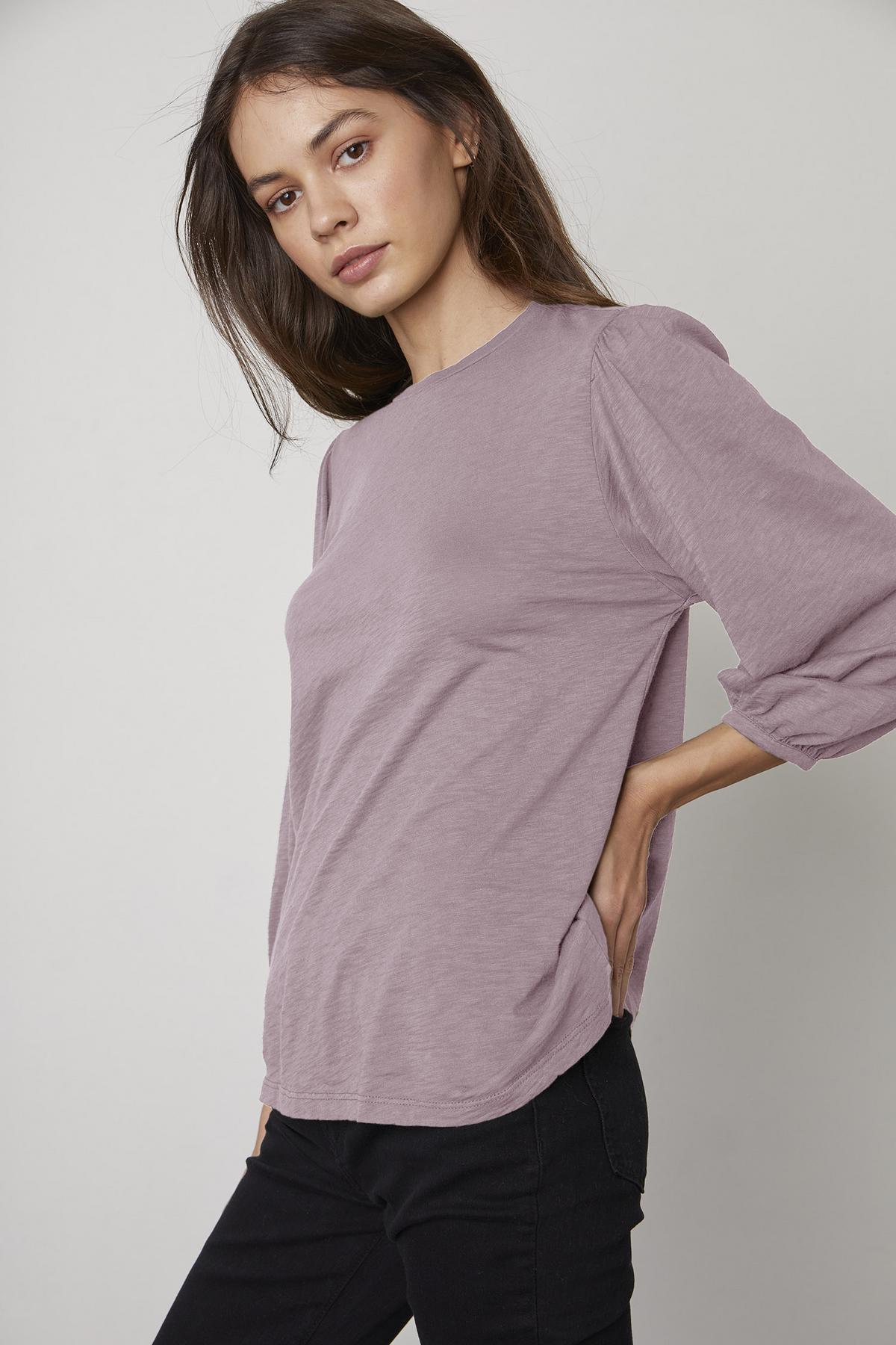 ANETTE PUFF SLEEVE TEE - lilac by Velvet by Graham & Spencer.-35416302551233
