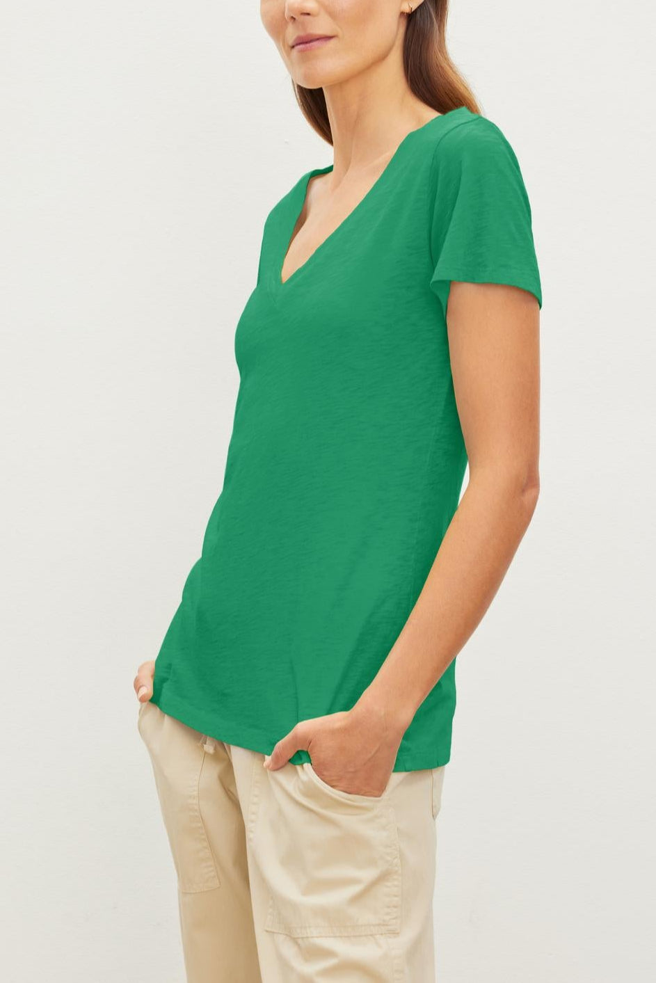 Lilith V Neck Tee Ecru