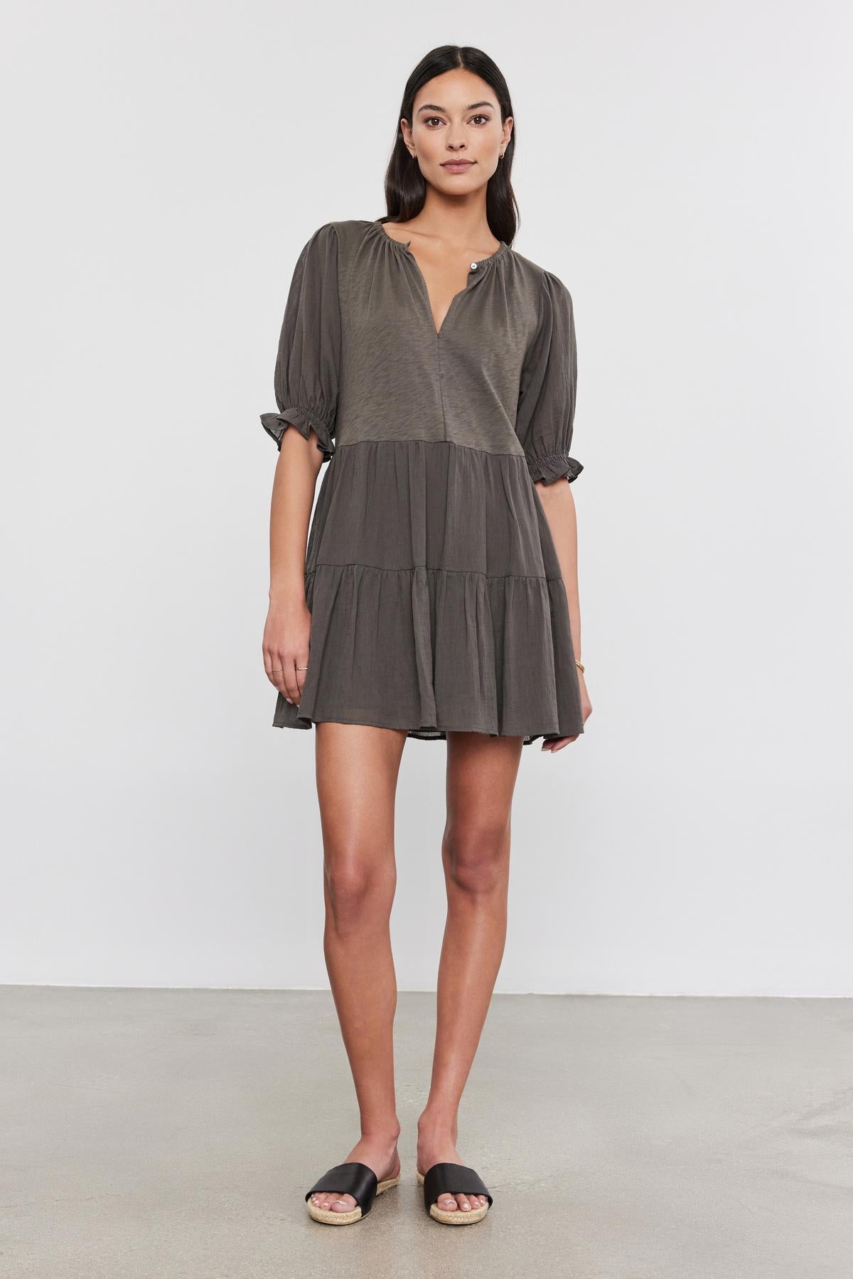 LEIGHTON COTTON SLUB GAUZE TIERED DRESS Velvet by Graham & Spencer LEIGHTON COTTON SLUB GAUZE TIERED DRESS Velvet by Graham & Spencer