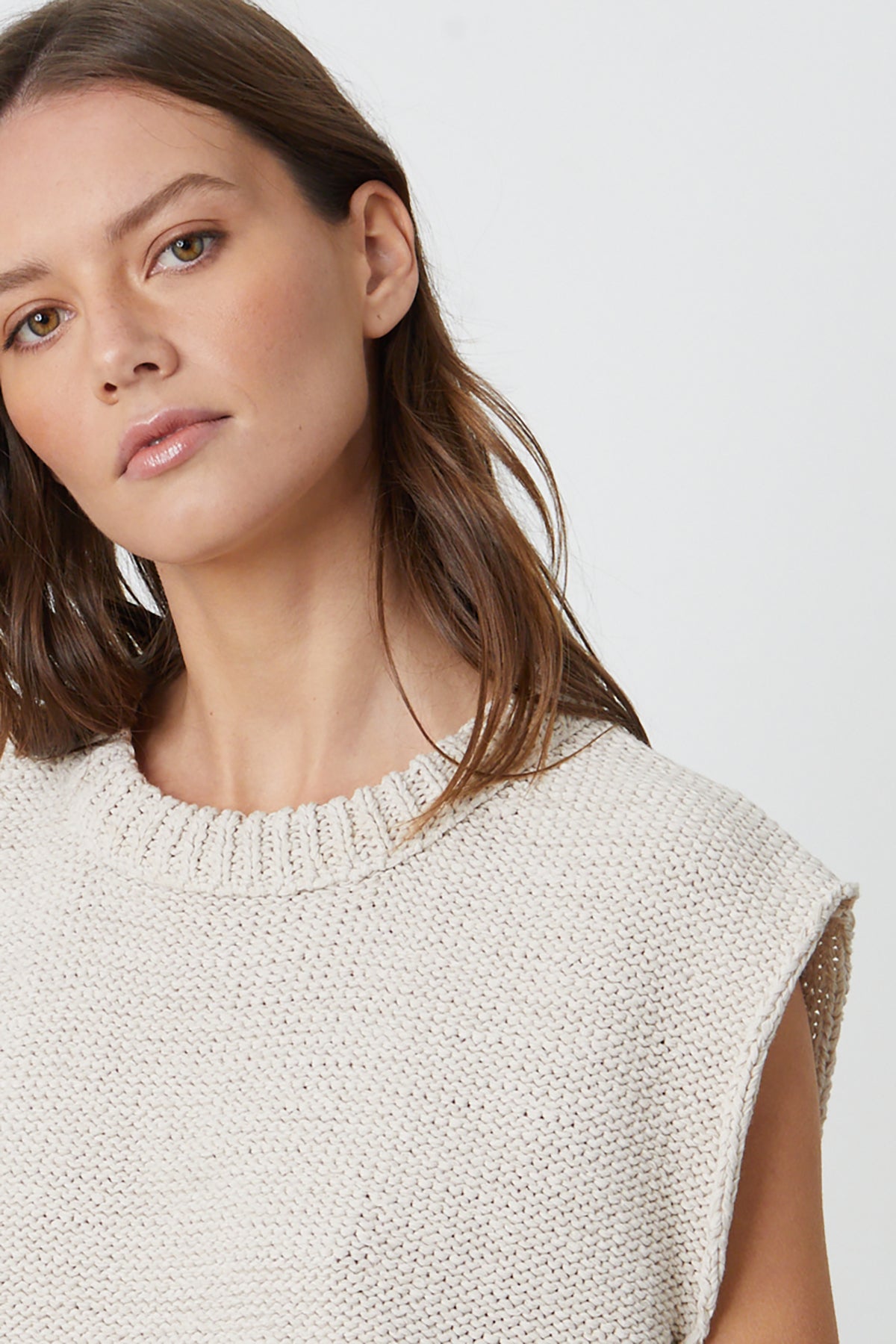   the Sage Crew Neck Sweater in beige by Velvet by Graham & Spencer. 