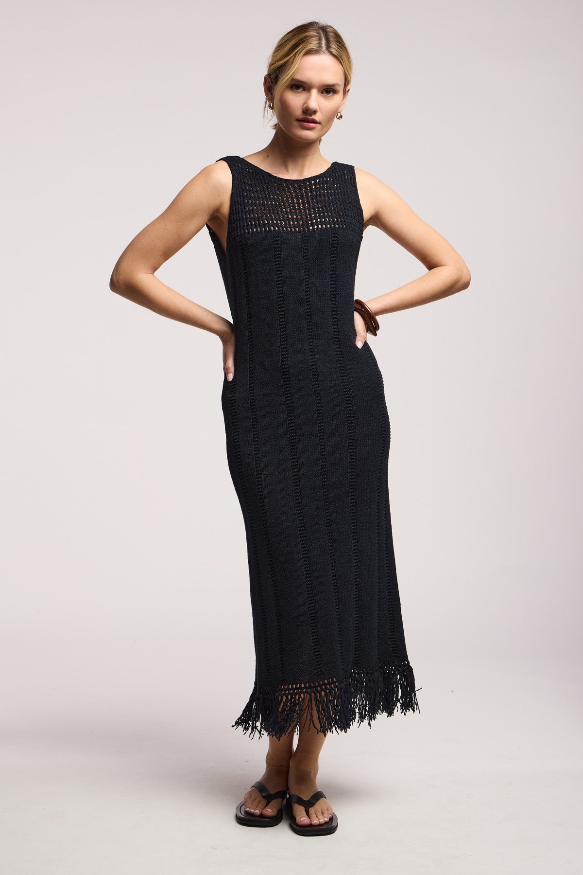 black tape dress Tinsel L / A minimalist silhouette that flatters the body with precision and fluidity Black Tape/Dex - Thelma &
