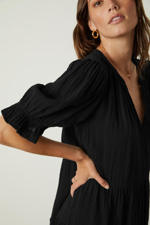 Clarissa Dress Black sleeve side detail