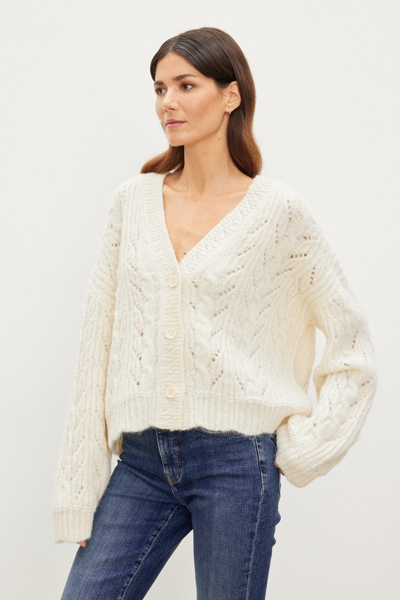 Cozy Cable Cardigan - Ivory Alpaca - Emerson Fry