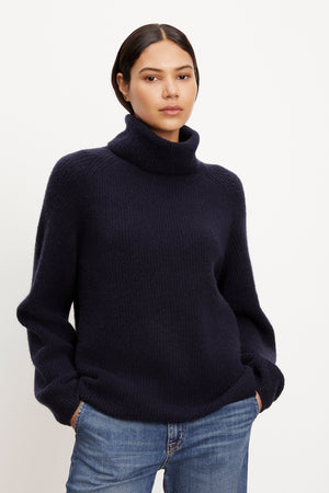 Velvet turtleneck clearance sweater