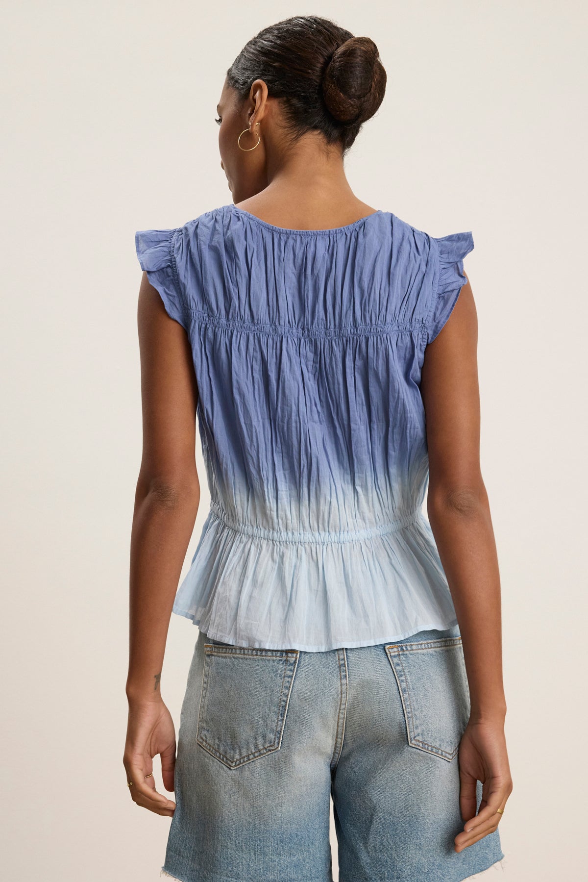 Graham Dye Rapper KAIA OMBRE DIP DYE CRINKLE COTTON VOILE BLOUSE – Velvet by Graham & Spencer