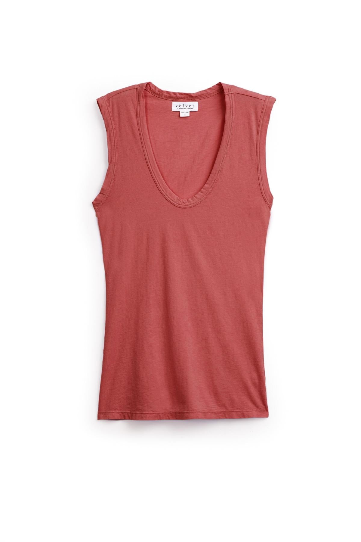   A women's ESTINA GAUZY WHISPER FITTED TANK TOP in red, by Velvet by Graham & Spencer. 