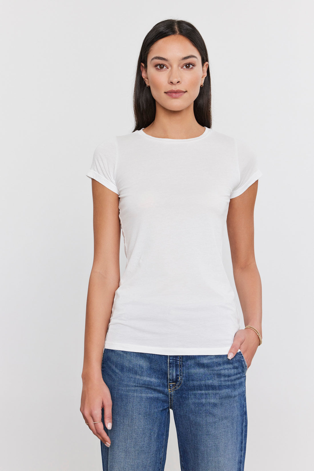 JEMMA GAUZY WHISPER FITTED CREW NECK TEE – Velvet by Graham & Spencer