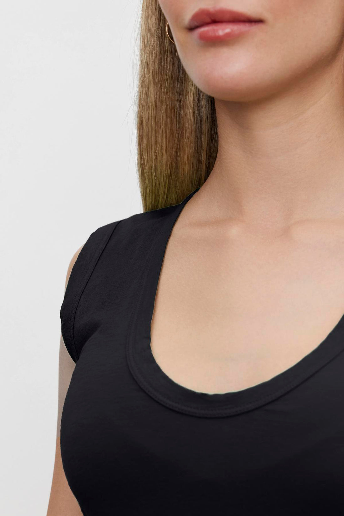Velvet Madeline Gauzy Whisper Fitted Mock Neck Tank Top- Cherrywood main image 1