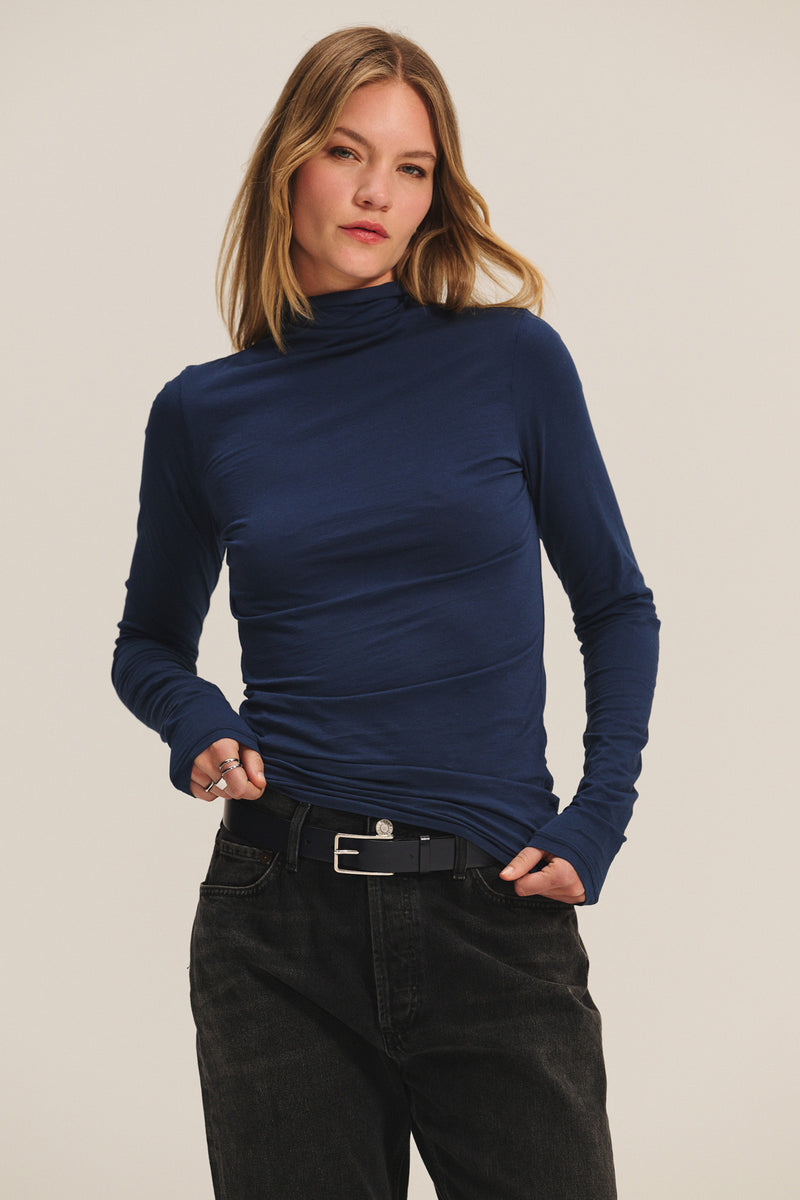 TALISIA GAUZY WHISPER FITTED MOCK NECK TEE – Velvet by Graham