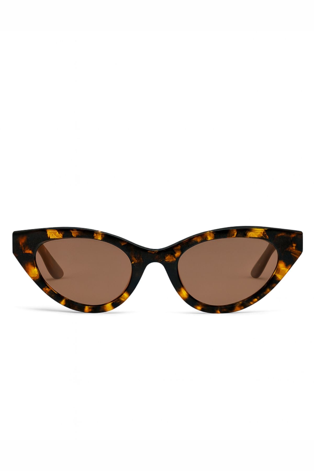 GIRLS TRIP cat-eye sunglasses by Eleventh Hour with a tortoiseshell frame and brown tinted lenses, shown on a white background.