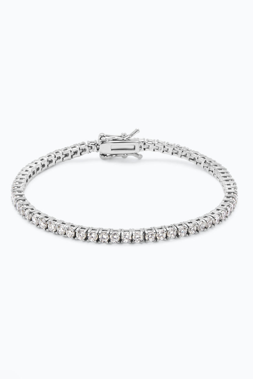 Front view of Glimmer bracelet by Phyllis and Rosie showcasing round diamonds and a secure clasp on a white background