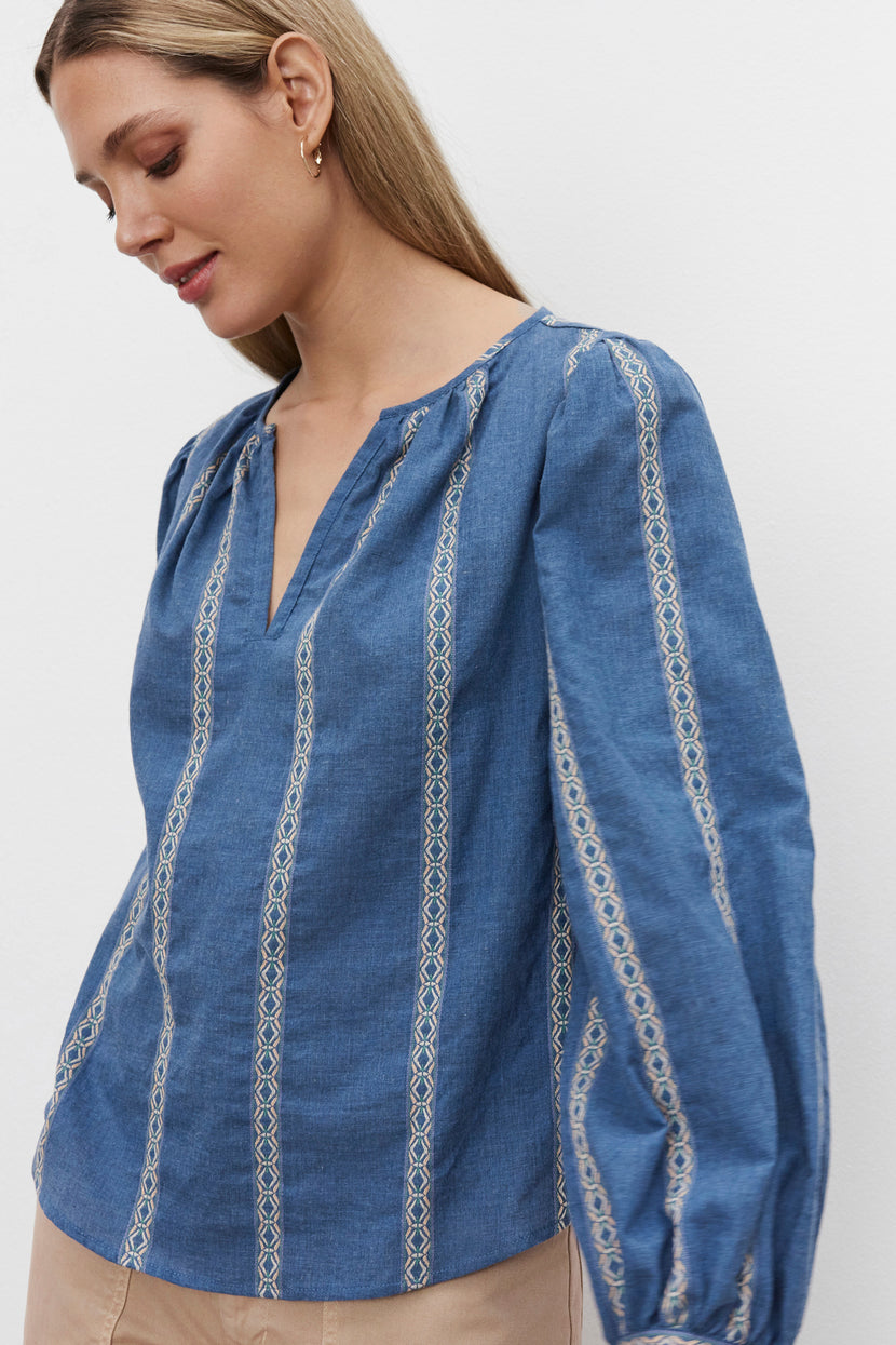 Velvet By Graham & Spencer Women's Kimmy Jacquard Top - Long Sleeve Blouse