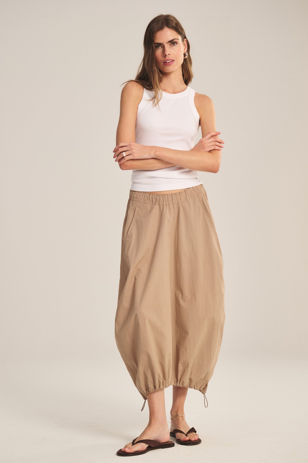 HOLLIS COTTON POPLIN CORDED HEM MIDI SKIRT – Velvet by Graham