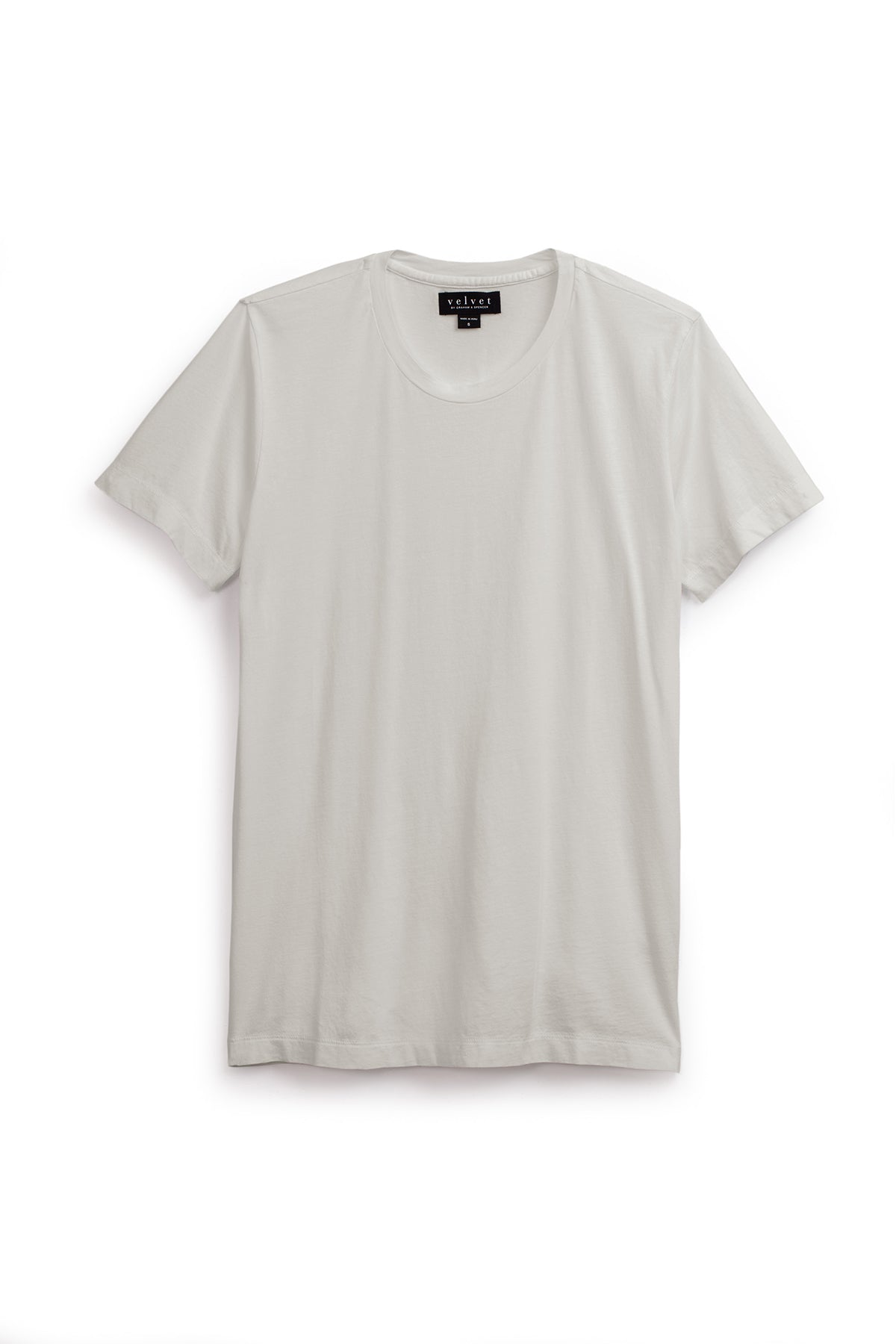 Howard short sleeve crew neck tee in cement flat lay view-35782847725761