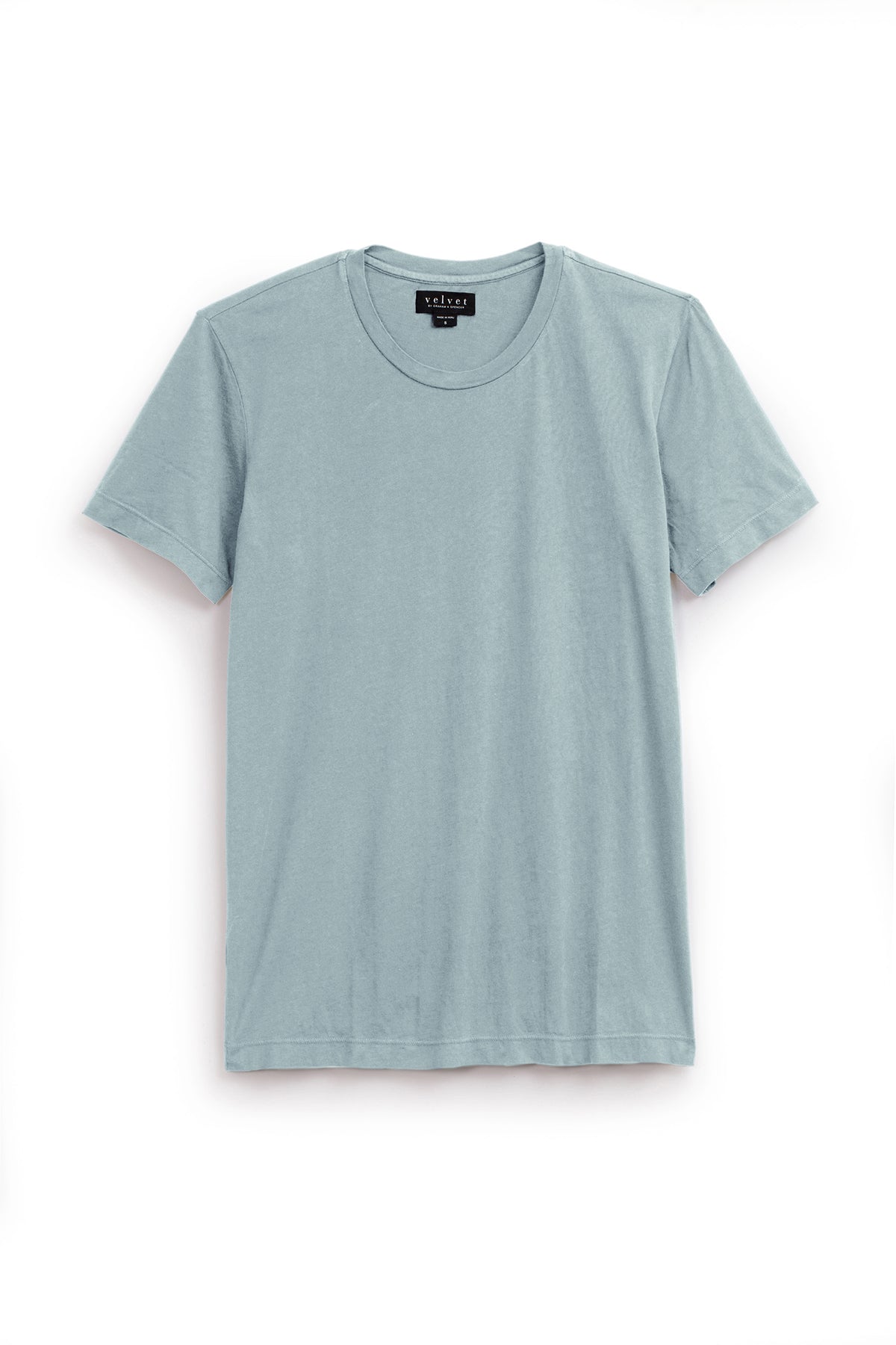 A HOWARD WHISPER CLASSIC CREW NECK TEE in light blue, with a vintage-feel softness, displayed on a white background.-35782849298625
