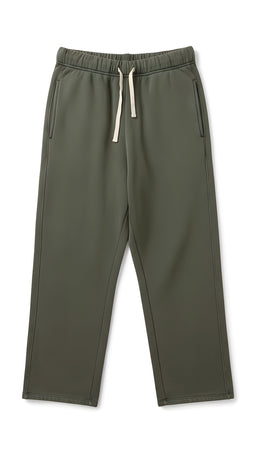 The HUDSON SWEATPANT by Velvet by Graham & Spencer is an olive green cotton fleece pant with an elastic waistband and side pockets, designed for everyday comfort. Shown laid flat on a white background.